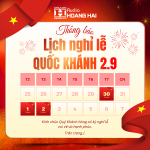 Thông báo lịch nghỉ lễ Quốc khánh 2/9 | Audio Hoàng Hải